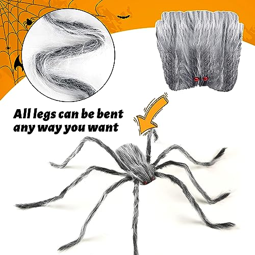 Spider Web Lights Halloween Decorations Outdoor (White Spider, Black Web, Orange LED)