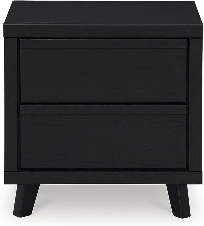 Signature Design by Ashley Danziar Modern 2 Drawer Nightstand with Wireless Charging and USB Ports, 24.37" Tall, Black