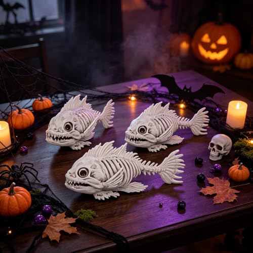 3 Pack Halloween Skeleton Decor Halloween Fish Tank Decorations (3 Count)
