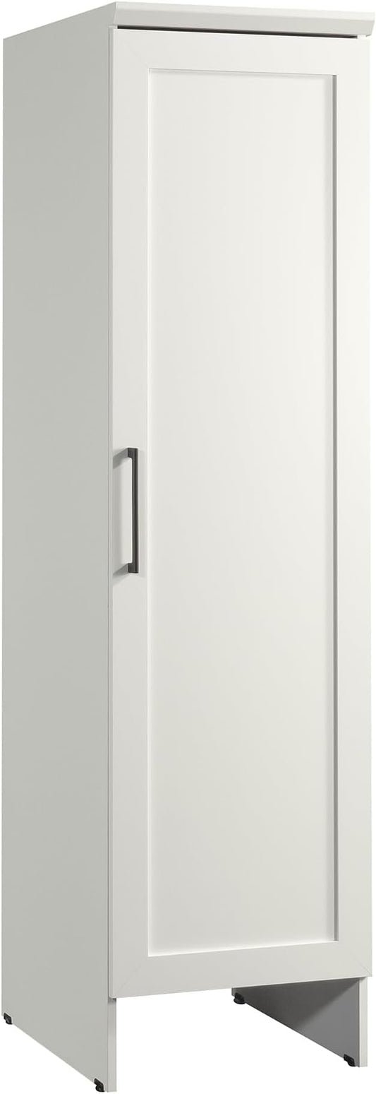 Sauder Homeplus Robot Vacuum Kitchen Pantry Storage Cabinet, Single Door with Adjustable Shelves, in Soft White
