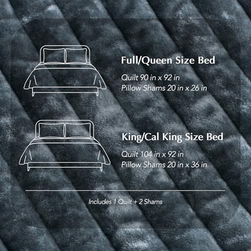 Stripe Channel Luxury Velvet Quilt Set Queen Size
