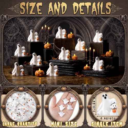 50 Pcs Halloween Mini Ghosts Figurines Resin Tiny Ghosts (50 Count)