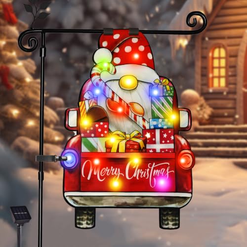 28x40 Solar Christmas Dwarf Garden Flag