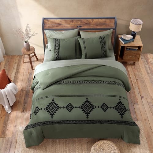 Embroidery King Size Comforter Set 7 Pieces Western Bed in a Bag