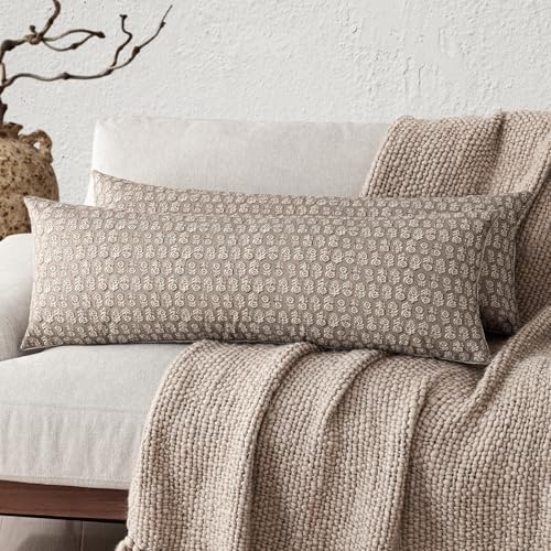 Long Floral Print Lumbar Throw Pillow Cover 14×36 Inch