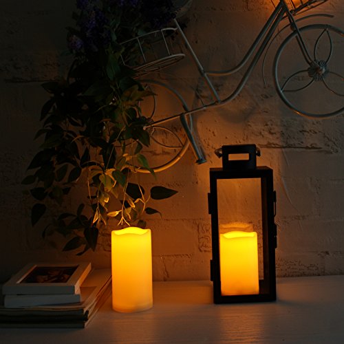 Outdoor Battery Operated Flameless LED Candles with Timer D3”xH4 (3 Count)