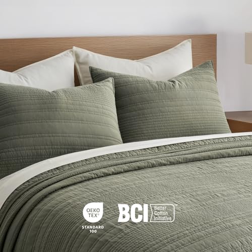 HOME 100% Cotton Modern Lines Quilt Set Queen Size