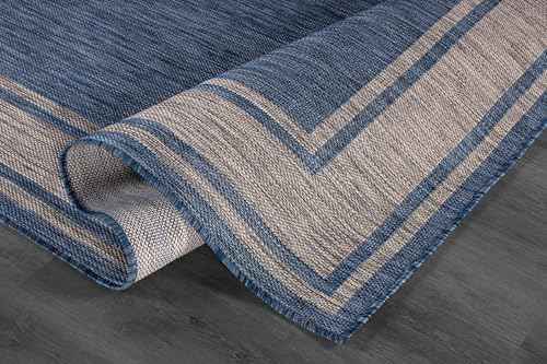 Outdoor Rug 8x10 Modern Bordered Area Rugs for Indoor and Outdoor Patio Deck Porch Garden Waterproof Weather Sun Resistant Washable Outside Carpet (80 Sq Ft)