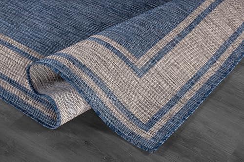 Outdoor Rug 6x9 Modern Bordered Area Rugs for Indoor and Outdoor Patio Deck Porch Garden Waterproof Weather Sun Resistant Washable Outside Carpet (58.5 Sq Ft)