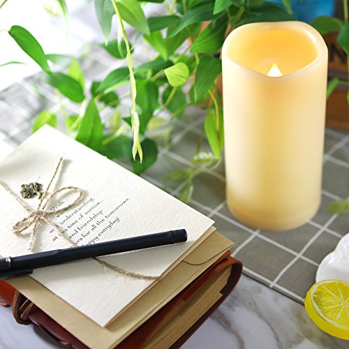 Waterproof Outdoor Battery Operated Flameless Candles with Remote Timer Plastic Flickering Fake Electric LED Pillars for Lantern Garden Wedding Christmas Decorations 3x6 Inches 3 PCS (3 Count)