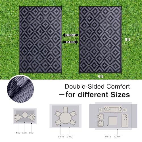 Outdoor Rug 6x9 ft Waterproof Reversible Mat