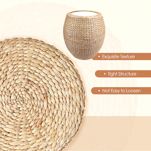 Round Handwoven Cattail Pouf Ottoman