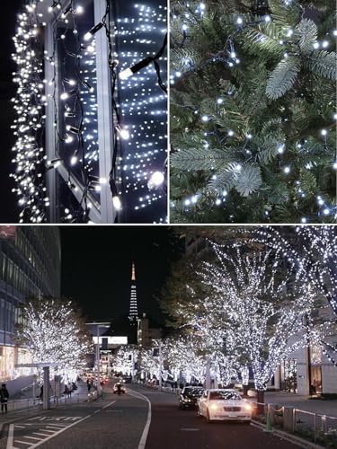 Solar String Lights Outdoor 2 Pack 200 LED 66FT Christmas Lights Cool White (2 Count)