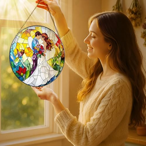 8'' Romantic Couple Wedding Sun Catcher Ornament