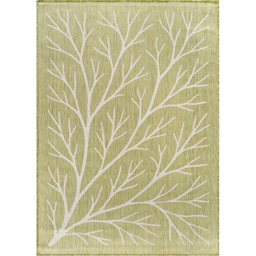 Washable Indoor Outdoor Rug 6x9 Modern Area Rugs Branch Pattern Non Shedding Waterproof Easy Clean Patio Deck Porch Living Room Bedroom Garden RV (54 Sq Ft)