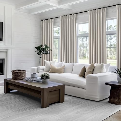Natural Melange Taupe 120 Inch Extra Long Curtains for Living Room 2 Panels Set (2 Count)
