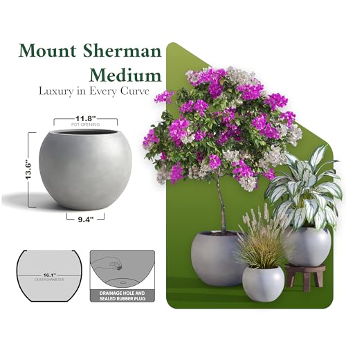 Premium Mt Sherman Fiberstone Sphere Planter for Indoor Outdoor Use