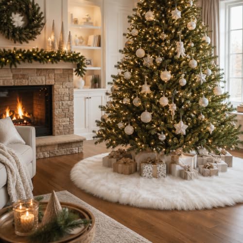 24 Inch White Faux Fur Christmas Tree Skirt