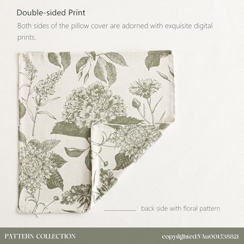 Set of 2 Linen Floral Vintage Throw Pillow Covers Neutral Accent Print Decorative Cushion Covers Farmhouse Home Decor for Sofa Chair Couch Bedroom Living Room (2 Count)