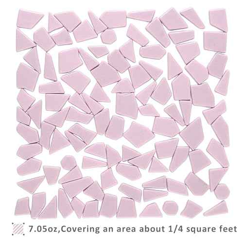 200g Pink Mosaic Tiles for Crafts Bulk (7.05 Ounce)