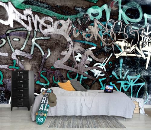 Black and White Art Graffiti Wallpaper wall murals for Bathroom 159"x107"