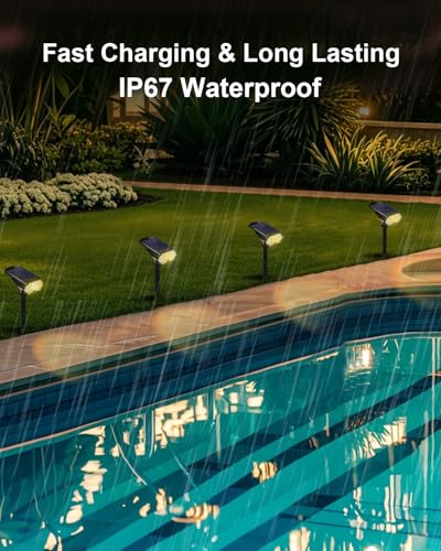 2 Pack Solar Spot Lights Outdoor Waterproof