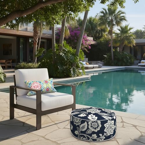 Indoor Outdoor Inflatable Ottoman with Handle D21 x H9 Inch