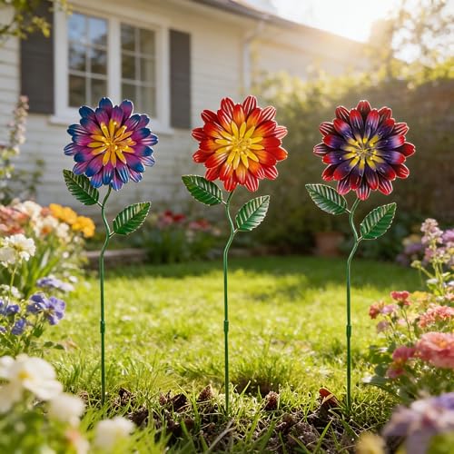 Metal Flowers for Outside (3 Count)
