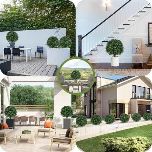 2 Pack UV Resistant Artificial Boxwood Plants Outdoor Topiary (2 Count)