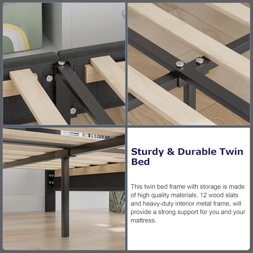 Twin Size Bed Frame with Storage Drawer