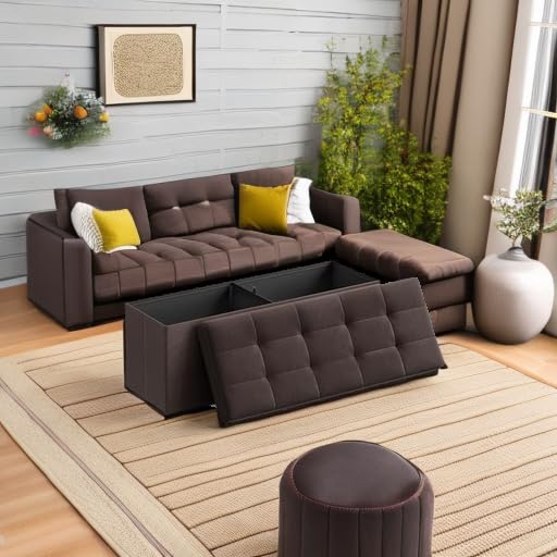 43.3 Inches Folding Storage Ottoman Bench