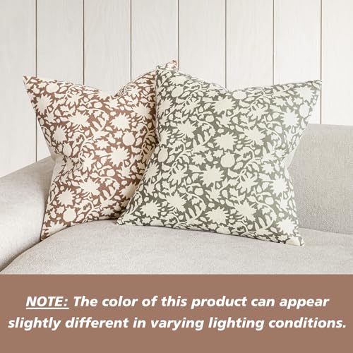 Set of 2 Decorative Neutral Floral Throw Pillow Covers Accent Farmhouse Cushion Covers Boho Pillowcase for Couch Sofa Bedroom Living Room Home Decor (2 Count)