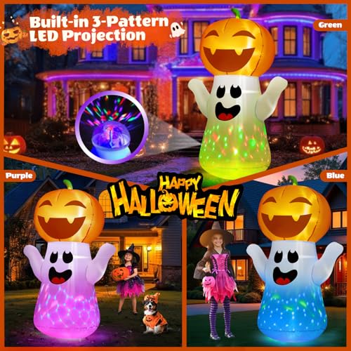 5FT Halloween Inflatables Pumpkin Ghost Built