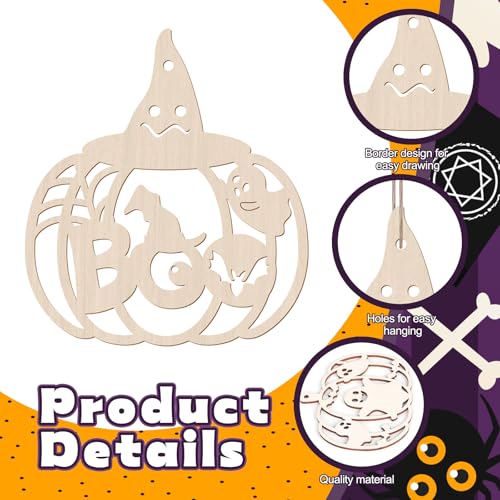 24 PCS Unfinished Wooden Halloween Crafts (24 Count)