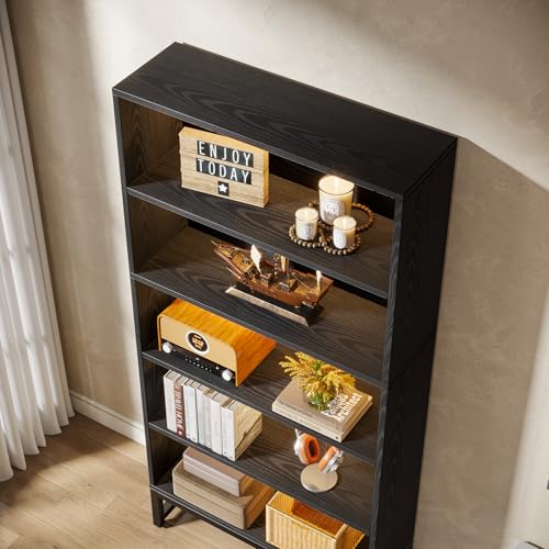 Tall Bookcase Black Bookshelf