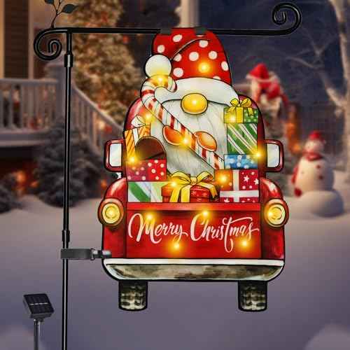 28x40 Solar Christmas Dwarf Garden Flag