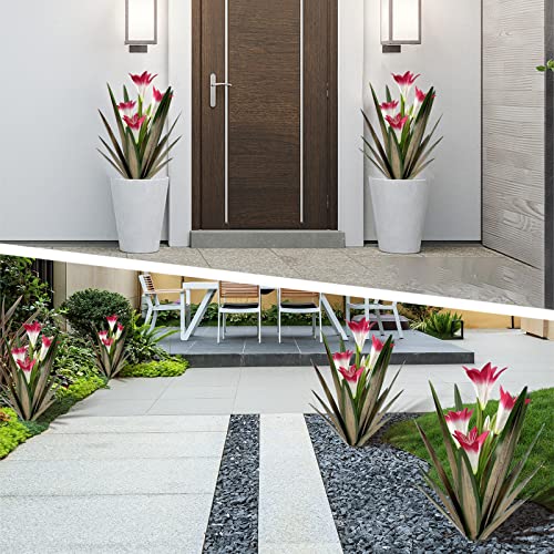 Metal Agave Plant Outdoor Decoration Lily Mexican Yard Art Garden Gift Home Decor Hand Painted Metal Agave Garden Yard Statue (3 Count)
