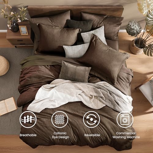 Queen Comforter Set 7 Pieces Chocolate Brown Bed in a Bag