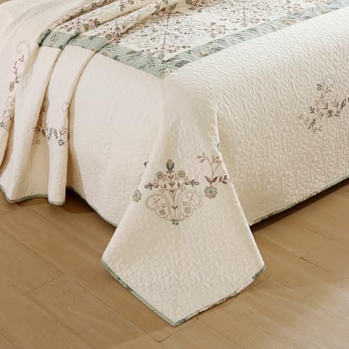 3 Piece Farmhouse Patchwork Quilt Set Oversized Queen