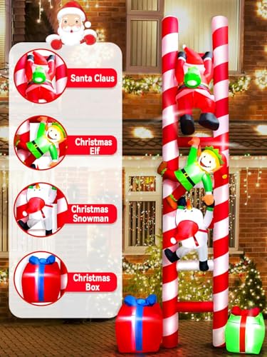 10 FT Santa Climbing Ladder Inflatable Outdoor Decoration