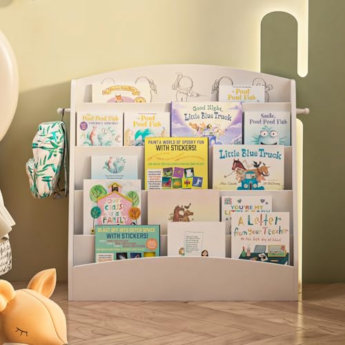 5 Tier Kids Bookshelf Montessori Toddler Book Rack White