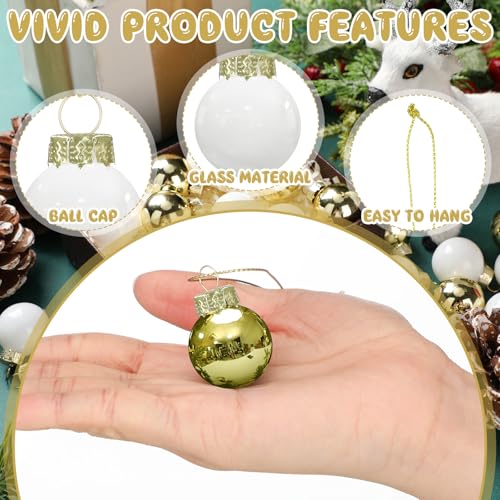 32 Pcs 1'' Mini Glass Christmas Ornament (32 Count)