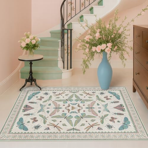 Light Blue and Pink Rug 4x6 Rugs for Bedroom Under Bed (24 Sq Ft)