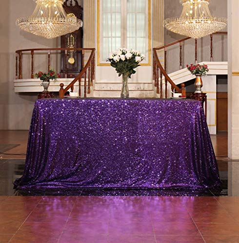 Sequin Tablecloth 50x72 Inch Purple for Wedding Halloween Party