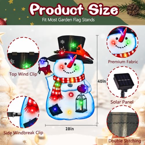 28x40 Lighted Christmas Snowman Garden Flag