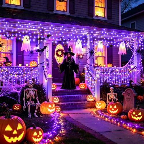 33ft 400 LED Purple Halloween Lights Outdoor for Decorations (32 Foot)