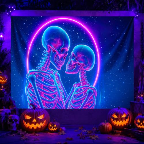 Halloween Tapestry Skull Wall Art 78x59 Inch Uv Reactive Tapestry