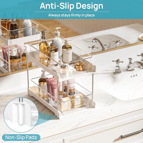 4 Pack Pull Out Bathroom Under Sink Organizer (4 Count)