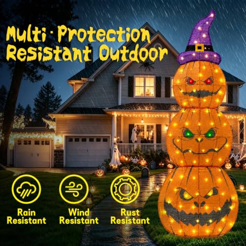 3 Pack 6FT Giant Halloween Decorations Outdoor Light Up Pumpkin Decor