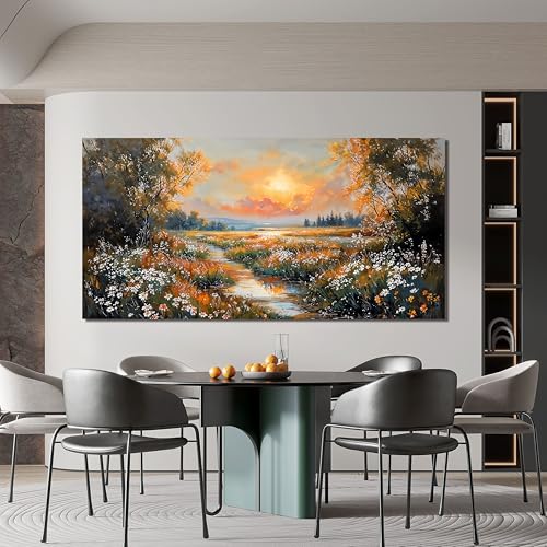 Vintage Wildflower Wall Art Prints for Living Room Nature Wall Art 24"x48"